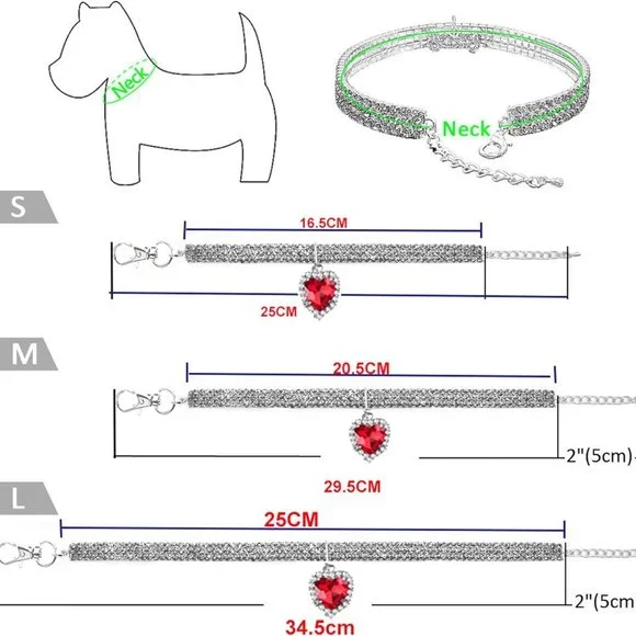 NEW Sparkling Bling Swarovski Crystal Rhinestone Heart Pet Collar: Cat O… - Picture 7 of 7